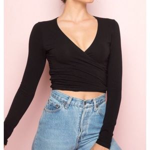 Brandy Melville Black Wrap Top NWOT